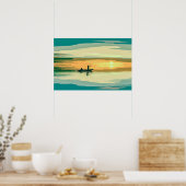 Oeuvre de pêche Sunrise Simple | Poster (Cuisine)