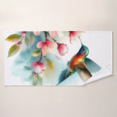 OEuvre florale/printanière de colibri (Serviette de bain)