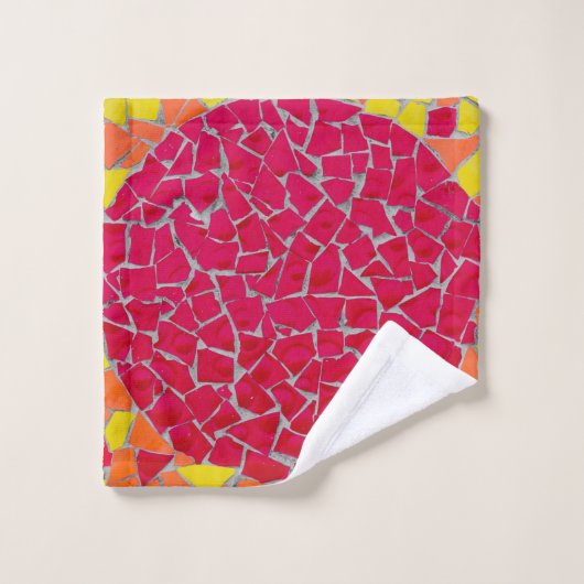 OEuvre rouge, orange et jaune (Gant de toilette)