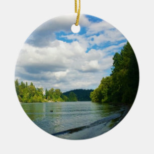 Oever van de Willamette Rivier, OR Keramisch Ornament