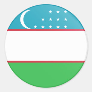 Oezbeekse vlag ronde sticker