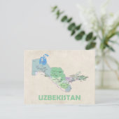 Oezbekistan briefkaart kaart land (Staand voorkant)