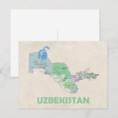 Oezbekistan briefkaart kaart land (Voorkant / Achterkant)