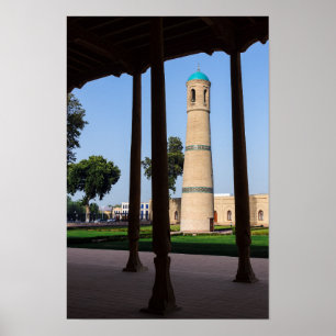 Oezbekistan, Kokand - De Jami-moskee minaret Poster