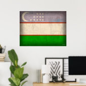 Oezbekistan - Poster met vlag (Thuiskantoor)