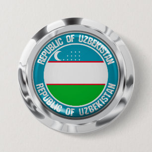 Oezbekistan - Ronde Embleem Button 7,6 Cm