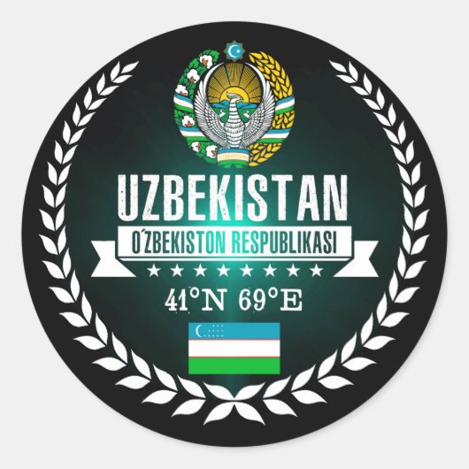 Oezbekistan Ronde Sticker (Voorkant)