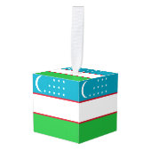 Oezbekistan vlag kubus ornament (Voorkant hoekig)