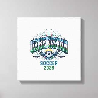 Oezbekistan Voetbal 2026 Voetbal Vet Land Typogra Canvas Afdruk