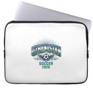 Oezbekistan Voetbal 2026 Voetbal Vet Land Typogra Laptop Sleeve