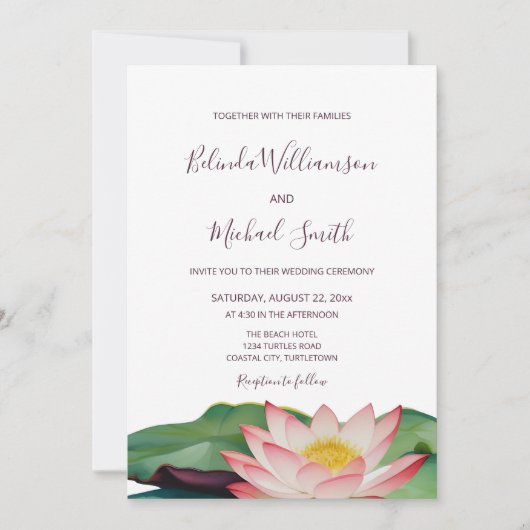 OF-code | Lotus Bloem Bruiloft Kaart (Voorkant)