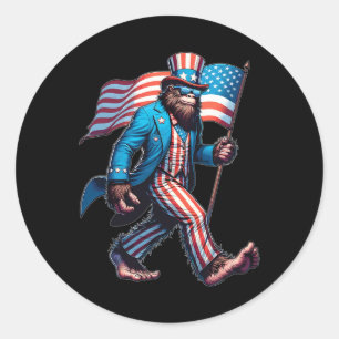 Of July Shirts Patriotic American Flag Bigfoot Sas Ronde Sticker