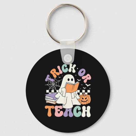 Of leer spookachtige leraar Schattige Ghost Lees b Sleutelhanger (Voorkant)