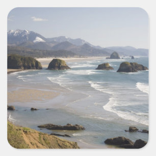 OF, Oregon kust, Ecola State Park, Crescent Vierkante Sticker