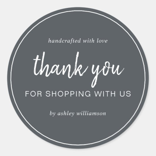 Off-Black Chic Script Bedankt voor uw aankoop Ronde Sticker (Voorkant)