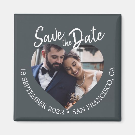 Off-Black Photo Modern Script Save the Date Magneet (Voorkant)