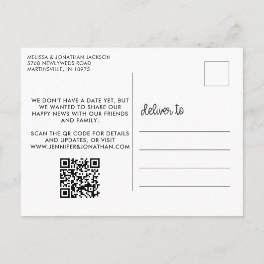 Off de markt betrokken QR-code aankondiging Briefkaart (Achterkant)