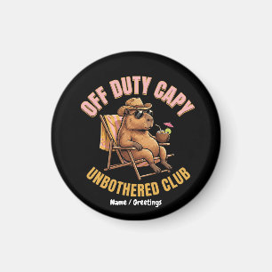 Off Duty Capybara Unbothered Club Retro Strand Kun Magneet