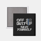 Off Duty Save Yourself Funny Lice Blue Line Gift  Magneet (Voorkant / Achterkant)