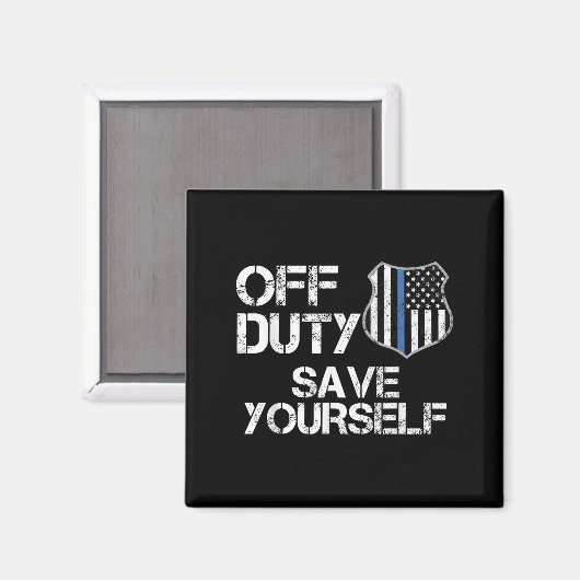 Off Duty Save Yourself Funny Lice Blue Line Gift  Magneet (Voorkant / Achterkant)