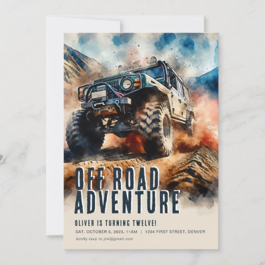 Off Road Adventure ATV Party Invitation Modèle (Devant)