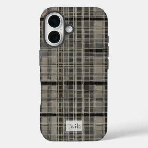 Off-set Modern Plaid Grijs iPhone 16 Hoesje