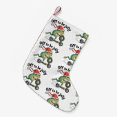 Off To Be Jolly Christmas Xmas Funny Frog Scooter Kleine Kerstsok (Voorkant (Hangend))