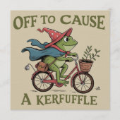 Off to Cause a Kerfuffle Frog Sarcastic Funny Meme Kaart (Voorkant)