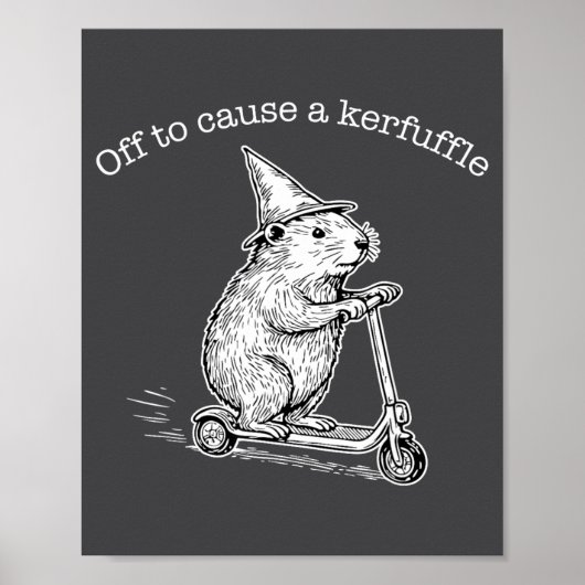 Off To Cause A Kerfuffle Funny Capybara Scooter Ch Poster (Voorkant)