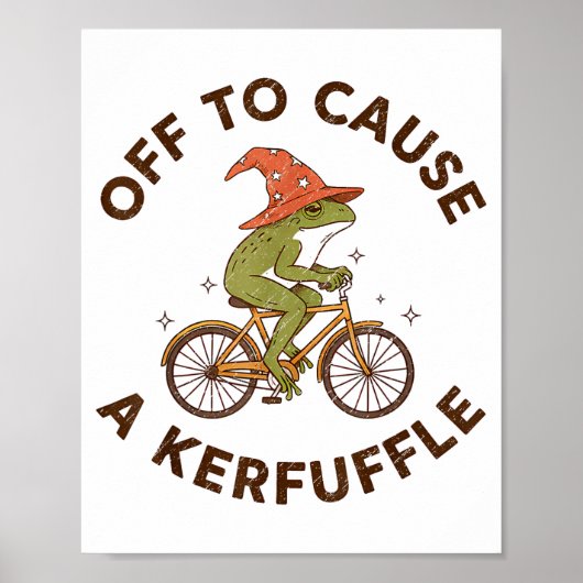 Off To Cause A Kerfuffle Funny Cowboy Frog Meme Poster (Voorkant)