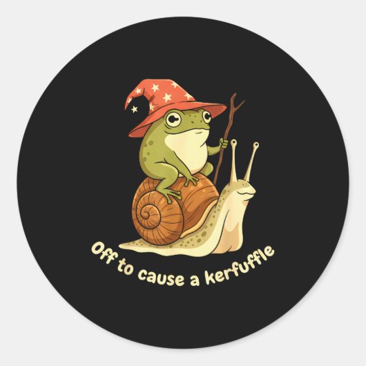 Off To Cause A Kerfuffle Funny Cowboy Frog Meme Ronde Sticker (Voorkant)