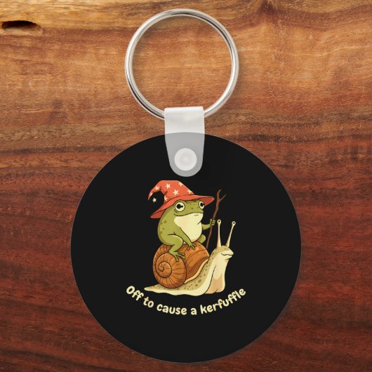 Off To Cause A Kerfuffle Funny Cowboy Frog Meme Sleutelhanger (Voorkant)
