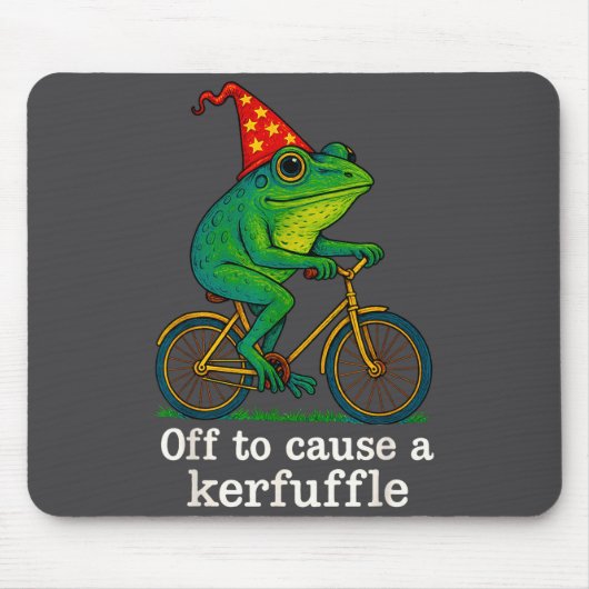 Off To Cause A Kerfuffle Funny Frog Wizard Bicycle Muismat (Voorkant)