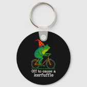 Off To Cause A Kerfuffle Funny Frog Wizard Bicycle Sleutelhanger (Voorkant)