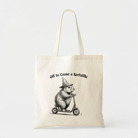 Off To Cause A Kerfuffle Funny Groundhog Scooter  Tote Bag (Voorkant)