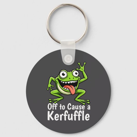 Off To Cause A Kerfuffle Funny Meme Frog Mischief  Sleutelhanger (Voorkant)
