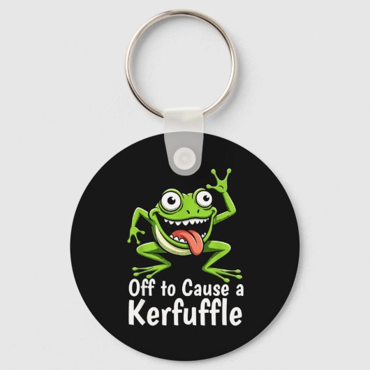 Off To Cause A Kerfuffle Funny Meme Frog Mischief  Sleutelhanger (Voorkant)