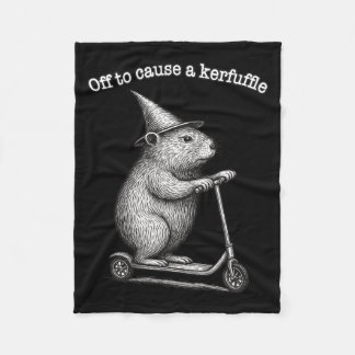 Off To Cause A Kerfuffle Scooter Groundhog Premium Fleece Deken
