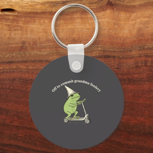 Off To Commit Grandma Foolery Funny Frog Meme  Sleutelhanger (Voorkant)