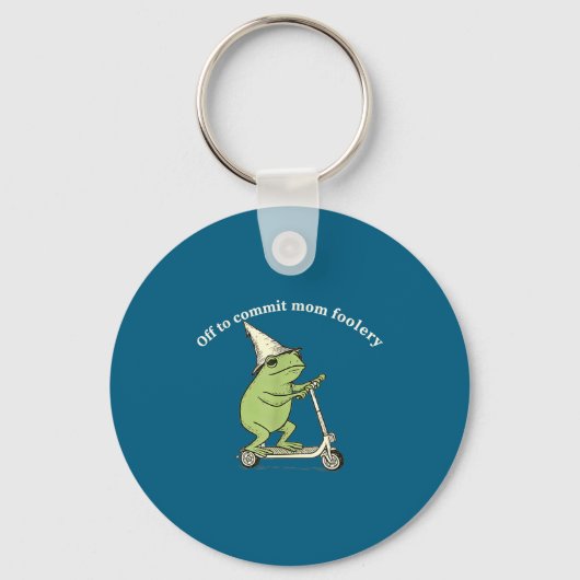 Off To Commit Mom Foolery Funny Frog Meme  Sleutelhanger (Voorkant)