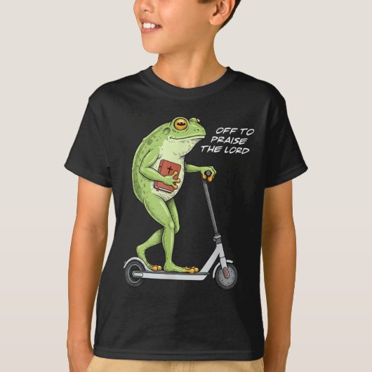 Off To Praise D Lord Funny Frog Christian Meme T-shirt (Voorkant)