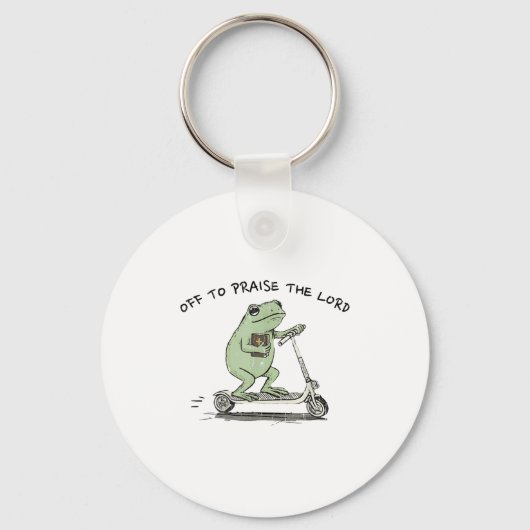 Off To Praise The Lord, Funny Christian Sleutelhanger (Voorkant)