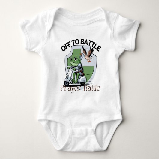 Off to Prayer Battle – Funny Frog & Goose Warrior Romper (Voorkant)