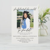 Off White 2 Photo Script Graduation Announcement  Kaart (Staand voorkant)