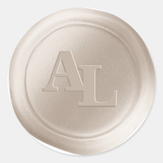 Off White Beige Wax Seal Monogram Bruiloft Sticker