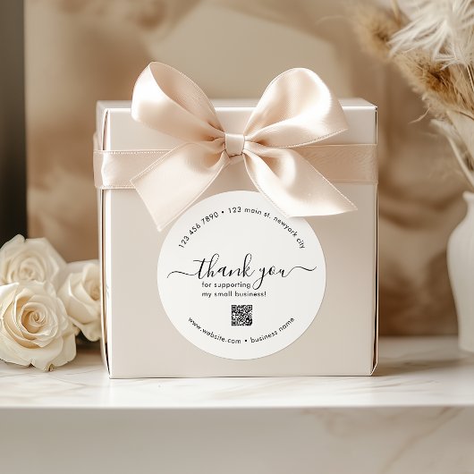 Off White Custom Bedankt Stickers met QR-code