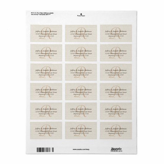 Off white gestructureerd retour adres label monogr (Full Sheet)