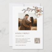 Off White Magnolia Raised Effect Flower Wedding Kaart (Achterkant)