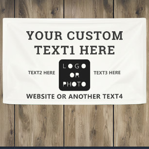 Off white Moderne Eenvoudige Zakelijke Logo Foto M Spandoek