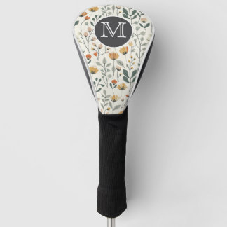 Off White Moderne Golf Hoofddeksel met Wilde Bloem Golfheadcover